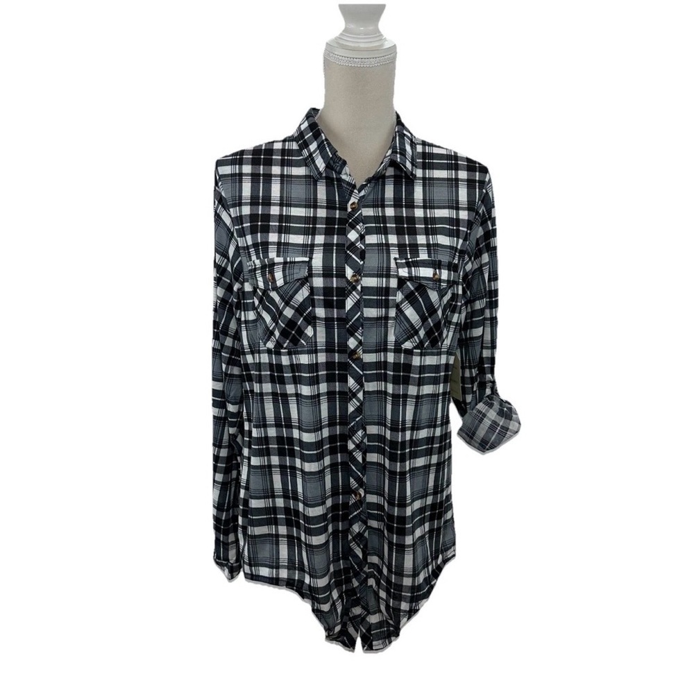 Passport Black and White Plaid Button-Up Shirt